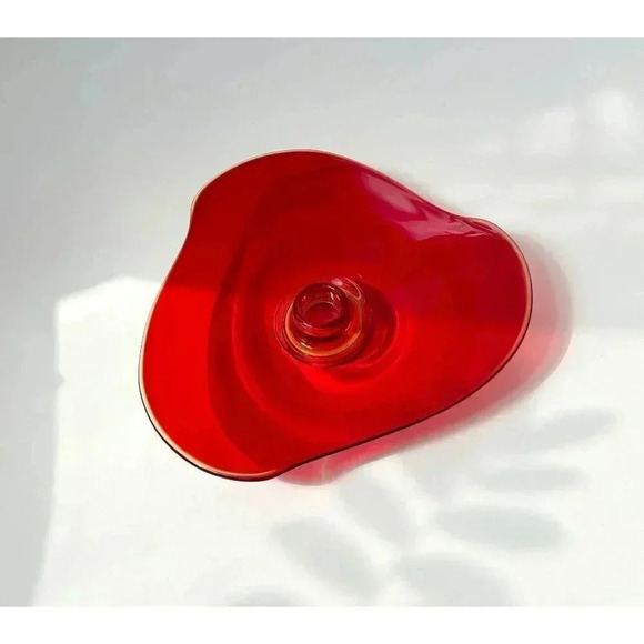 Viking Glass Co. Epic Ruby Red Hand Blown Triangular Candle Holder - Picture 1 of 10